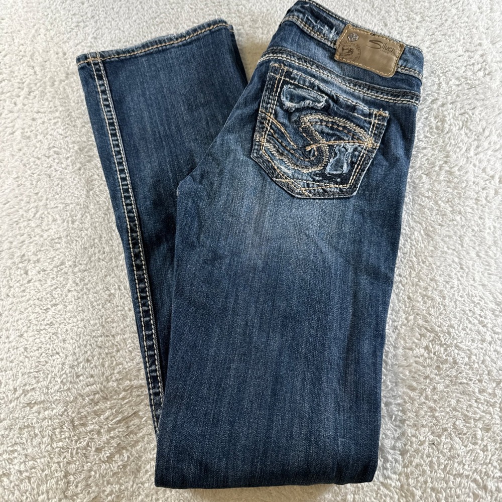 Silver Jeans Womens 27X33 Blue Tuesday Low Slim Boot Bootcut Distressed Denim